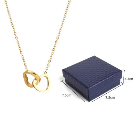 Personalized Engraved Heart Necklace - Bear & Eternal Rose - Several colors available