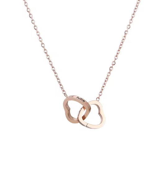Coffret Collier Cœur gravure personnalisée - Coffret Cœur & Rose éternelle Rouge