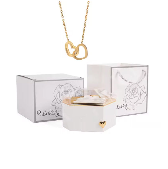 Caja Corazón Eterno y Collar Grabado - Blanco