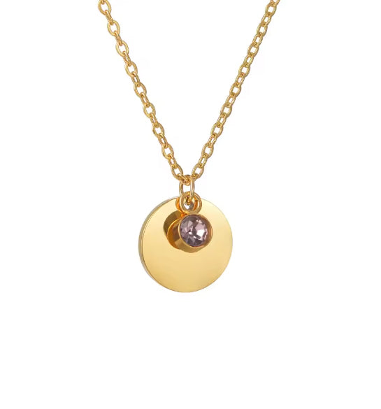 Collar con medalla grabada personalizada - Caja con oso y rosa eterna - Púrpura