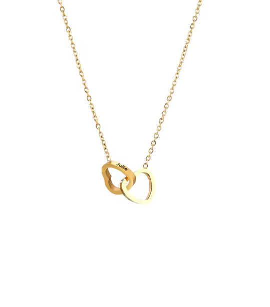Collar de Corazón Grabado Personalizado - Caja Oso y Rosa Eterna - Rosa