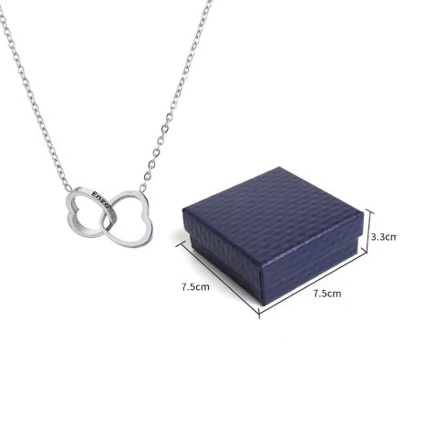 Personalized Engraved Heart Necklace - Bear & Eternal Rose - Several colors available