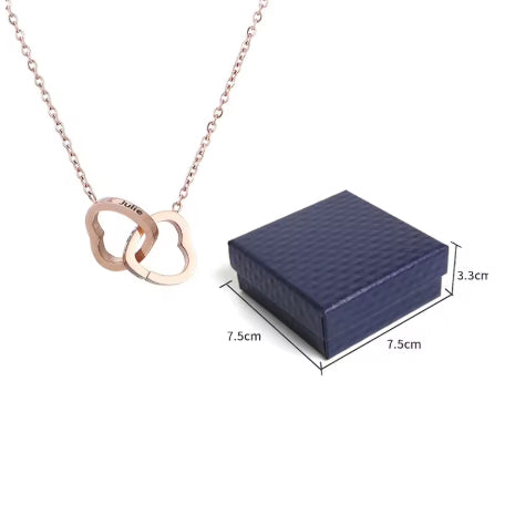 Personalized Engraved Heart Necklace - Bear & Eternal Rose - Several colors available
