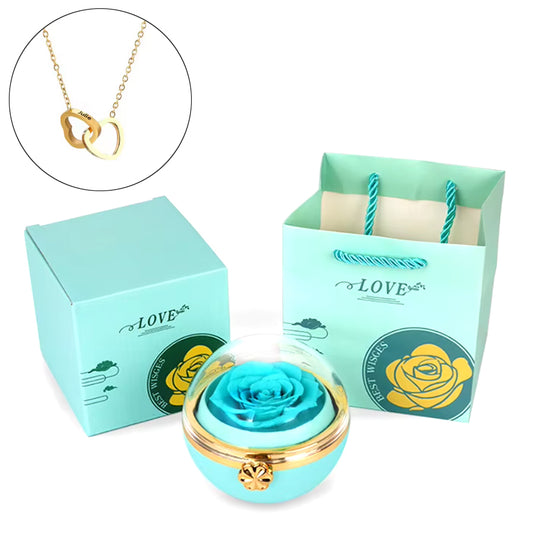 Caja para collar con bola de amor y grabado - Azul