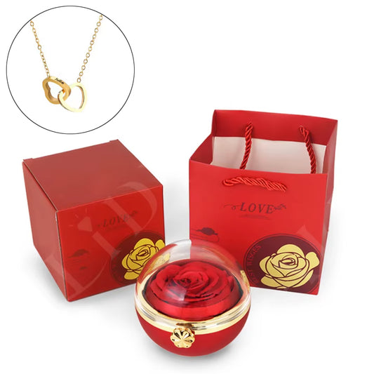 Love Ball Box & Engraved Necklace - Red
